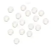 Modern ceiling light, clear glass, twenty-two spherical globes in asymmetrical heart shape with warm white illumination.