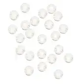 Wall-mounted light fixture with twenty-three clear glass globes arranged in an irregular formation, emitting a warm diffused glow against a white backdrop.