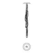 Silver chain with oval links hangs from a circular mount, featuring a rosette detail and polished metallic finish against a white background.
