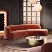 Exceptional Vismara Bolla sofa with curved form upholstered in reddish-brown textile and matte finish