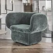 Distinguished Ditre Italia Vento lounge chair with muted green-gray textile and curved lines crafted in Italy with a matte finish