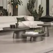 Exceptional Ditre Italia Stone coffee table with organic silhouette and muted gray-brown stone build with smooth matte finish