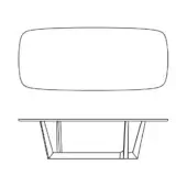 Table line drawing, organic shape, metal base, minimalist design, asymmetrical tabletop, white background, studio rendering.