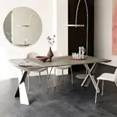 Distinguished Cattelan Italia Terminal Keramik Drive console with embossed lacquered steel base and ceramic Marmi top in muted gray tones