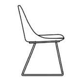 Itala Si chair, fabric upholstery, curved high backrest, matte black metal frame, triangular base, minimalist dining chair design.