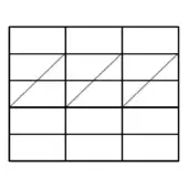 Black grid pattern with intersecting gray diagonal lines across white cells, forming a schematic layout with rectangular structure.