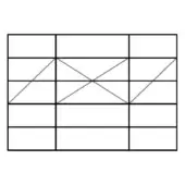 Geometric grid pattern with intersecting black diagonal lines on a white background, forming symmetrical X shapes within rectangular cells.