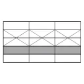 Graphic layout with six horizontal rectangles: diagonal grid pattern in white, gray solid blocks, matte finish, white background.