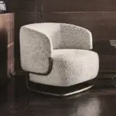 Sophisticated Ditre Italia Marabù lounge chair with light beige textured textile and curved bronze-like metal frame