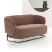 Distinguished Ditre Italia Marabù sofa with textured medium brown textile and curved tubular metal frame