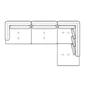Sectional sofa black and white line drawing, L-shape with pull-out bed, rectangular sections, minimalist modern design, aliante composition.
