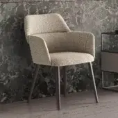 Exceptional Ditre Italia Archie armchair with textured matte beige fabric and smooth finished wooden legs