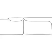 Sectional sofa line drawing, white background, rectangular cushions, 141¾W x 39⅜D inches, minimalist form, modular configuration, technical illustration.