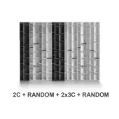 Modular shelving unit, gray metal, grid pattern with rectangular compartments and horizontal bars, studio product presentation.