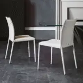 Meticulous Cattelan Italia Norma chair with steel frame, light beige synthetic leather upholstery and matte finish legs