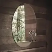 Elegant Ditre Italia Eric mirror with essential oval silhouette and neutral toned metal frame with shelf