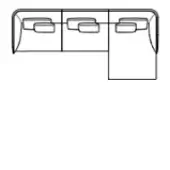 Three-drawer chest line drawing, rectangular extension, black lines, minimalist design, recessed handles, slightly curved top, white background.