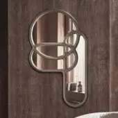 Exceptional Ditre Italia Multitude mirror with interconnected rounded shapes in a slim matte silver frame