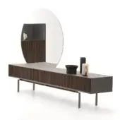 Superior Ditre Italia Eric console with matte gray top and dark brown vertically striped wood veneer drawers built with gray metal legs