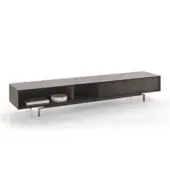 Distinguished Ditre Italia Eric TV stand with matte dark gray-brown wood cabinet and sleek metal legs crafted for contemporary interiors