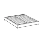 Otello Air king size bed frame, black and white line drawing, rectangular shape with slatted top and four legs.