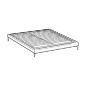 Otello Cloud King bed, black and white line drawing, rectangular frame with tapered legs and horizontal slat support.