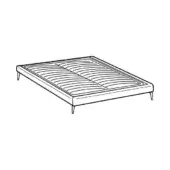 Otello Cloud Queen bed frame, black and white line drawing, rectangular platform with slatted top and tapered angled legs.