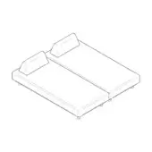Modern outdoor daybed with a rectangular frame, cylindrical legs, and two linear-patterned pillows, white background.