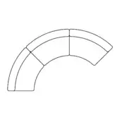 Sectional sofa black line drawing, curved modular segments, minimalist design, white background, consistent height, simple silhouette.