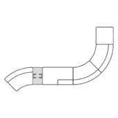 Modular sectional sofa diagram, black line drawing, L-shape with curved and rectangular segments, customizable seating arrangement.
