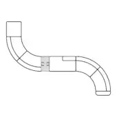 Modular sofa line drawing, white background, asymmetrical curved shape, rectangular segments, connected joints, customizable design, geometric style.