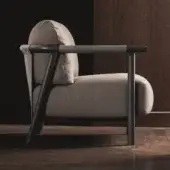 Distinguished Ditre Italia Nathy lounge chair with light beige textile and dark gray wood frame crafted with lighter gray accents