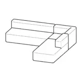 Sectional sofa black line drawing, L-shape design with rectangular base, square armrest, minimalist modern style, white background.