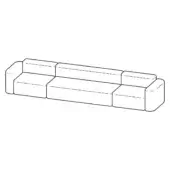 Modular sofa line drawing, white background, rectangular sections, contemporary design, angled edges, minimalist aesthetic, simple form.