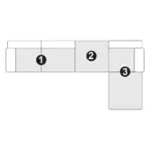 Modular sofa leros – comp 2a, gray fabric, three-section layout with rectangular modules and a square corner piece.
