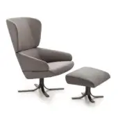 Exceptional Ditre Italia Cut lounge chair in medium gray textile with a shaped seat and innovative swivel base