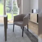 Superior Presotto Milo armchair with light gray textile upholstery and black stained ash wood legs