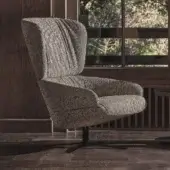 Distinguished Ditre Italia Cut Soft lounge chair with blended brown and gray textured textile upholstery and sleek black swivel base