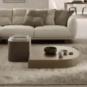 Distinguished Presotto Drop Coffee Table low tables in warm matte lacquered bronze or brown hues with clean lines