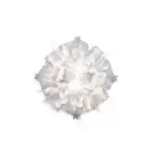 Veli Prisma S pendant lamp, silver-toned metal, spherical form with overlapping petal-like scales creating a textured, radiating design.