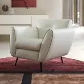 Superior Presotto Olive lounge chair upholstered in white synthetic material with peltro varnished metal legs