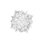 Foliage pendant lamp, gray glass, spherical layered design with overlapping petal-like elements and diffused light.