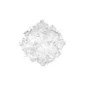 Ceiling light, white molded plastic, overlapping petal clusters radiating from a central point with a matte textured finish.