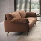 Distinguished Ditre Italia Krisby sofa with warm brown textile upholstery, removable cushions and elegant metal alloy feet