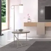 Distinguished Presotto Lucignolo floor lamp with side table in light beige metal and matte finish