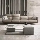 Distinguished Ditre Italia Arlott sofa with adjustable backrests and light brown textile upholstery supported by slim metal feet