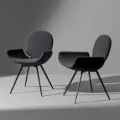 Exceptional Bonaldo Youpi armchair crafted in textured matte grey textile with refined dark finished metal legs