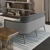 Distinguished Reflex Amet sofa with light and dark gray fabrics, quilted outer backrest and sleek light gray metal legs