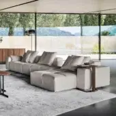 Distinguished Bonaldo Bonamour sectional with a light gray matte textile and black matt varnished metal feet