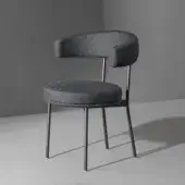 Elegant Bonaldo Neuilly armchair with dark grey matte fabric and slender metal legs offering a comfortable embrace
